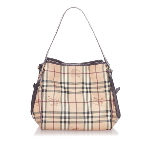 バーバリー ノバチェックホース ベージュ マルチ PVC レザー トートバッグ レディース BURBERRY 【中古】