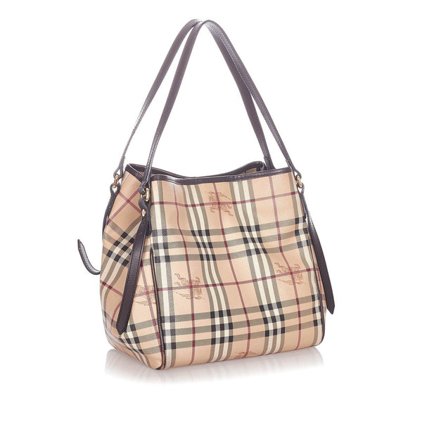 バーバリー ノバチェックホース ベージュ マルチ PVC レザー トートバッグ レディース BURBERRY 【中古】