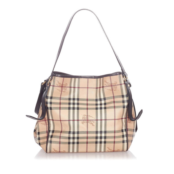 バーバリー ノバチェックホース ベージュ マルチ PVC レザー トートバッグ レディース BURBERRY 【中古】