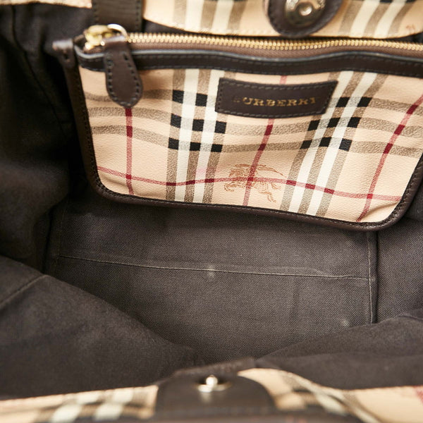 バーバリー ノバチェックホース ベージュ マルチ PVC レザー トートバッグ レディース BURBERRY 【中古】