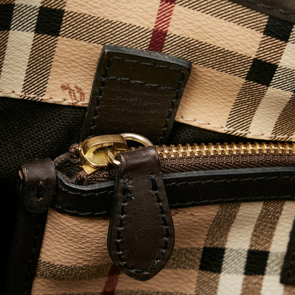 バーバリー ノバチェックホース ベージュ マルチ PVC レザー トートバッグ レディース BURBERRY 【中古】