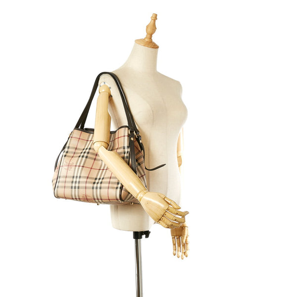バーバリー ノバチェックホース ベージュ マルチ PVC レザー トートバッグ レディース BURBERRY 【中古】