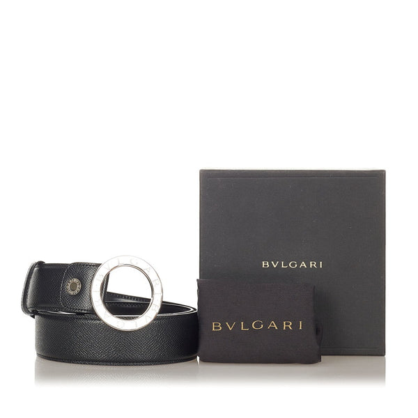 ブルガリ ブルガリ ブルガリ ブラック シルバー レザー ベルト メンズ BVLGARI 【中古】