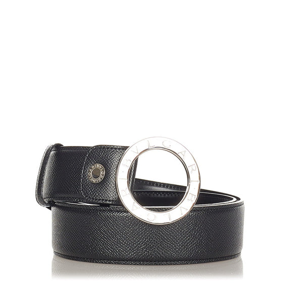 ブルガリ ブルガリ ブルガリ ブラック シルバー レザー ベルト メンズ BVLGARI 【中古】
