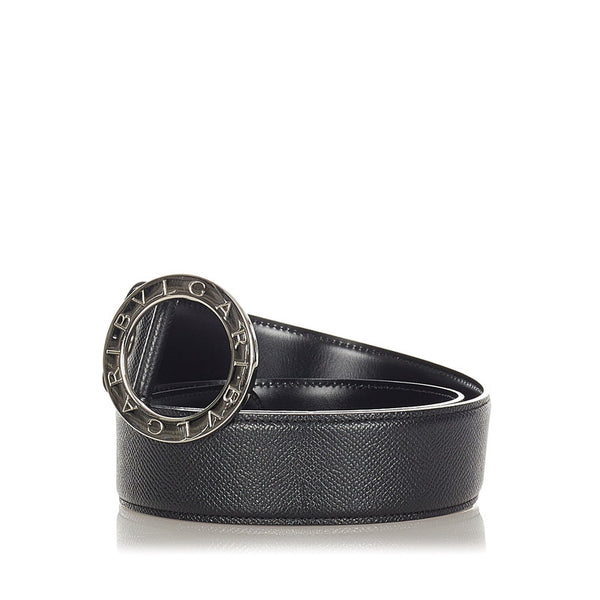 ブルガリ ブルガリ ブルガリ ブラック シルバー レザー ベルト メンズ BVLGARI 【中古】