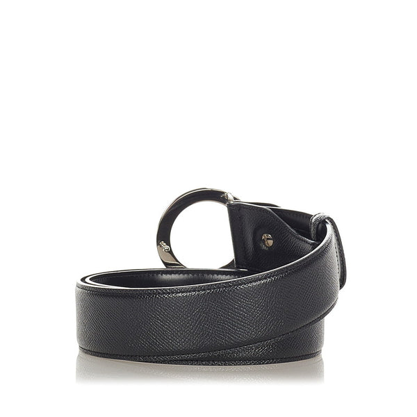 ブルガリ ブルガリ ブルガリ ブラック シルバー レザー ベルト メンズ BVLGARI 【中古】