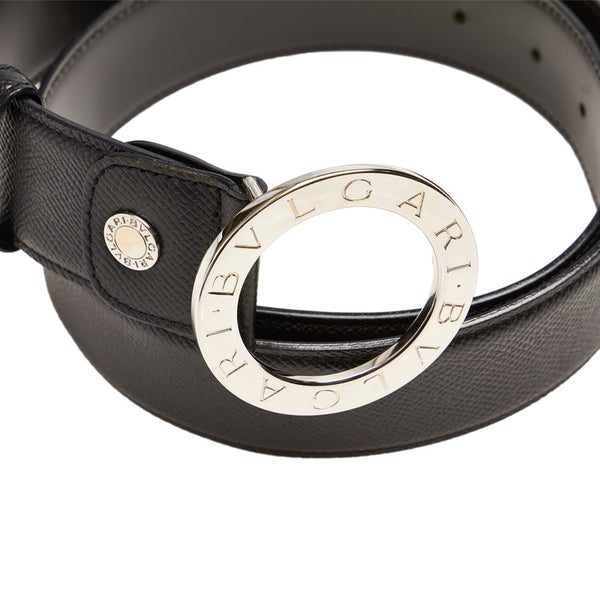 ブルガリ ブルガリ ブルガリ ブラック シルバー レザー ベルト メンズ BVLGARI 【中古】