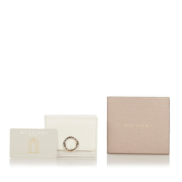 ブルガリ ブルガリブルガリ 三つ折り財布 ミニ財布 コンパクトウォレット 288653 ホワイトアゲート ホワイト レザー レディース BVLGARI 【中古】