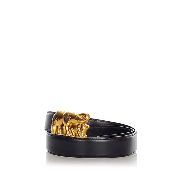 カルティエ 象 ブラック ゴールド レザー ベルト レディース CARTIER 【中古】