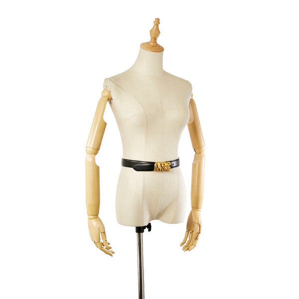 カルティエ 象 ブラック ゴールド レザー ベルト レディース CARTIER 【中古】