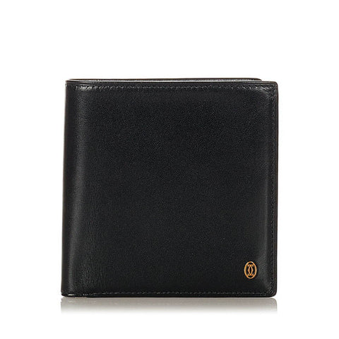 カルティエ パシャ ブラック レザー 二つ折り財布 メンズ CARTIER 【中古】