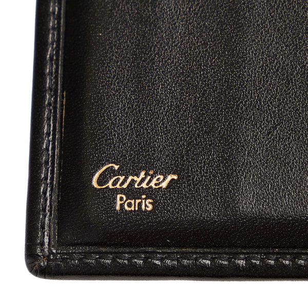 カルティエ パシャ ブラック レザー 二つ折り財布 メンズ CARTIER 【中古】