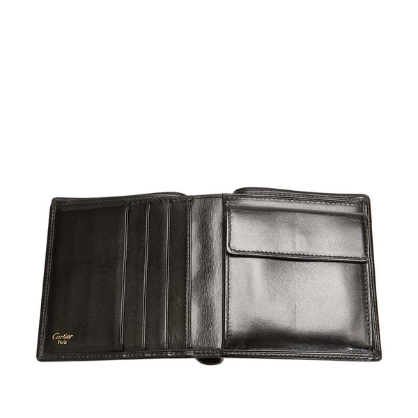 カルティエ パシャ ブラック レザー 二つ折り財布 メンズ CARTIER 【中古】