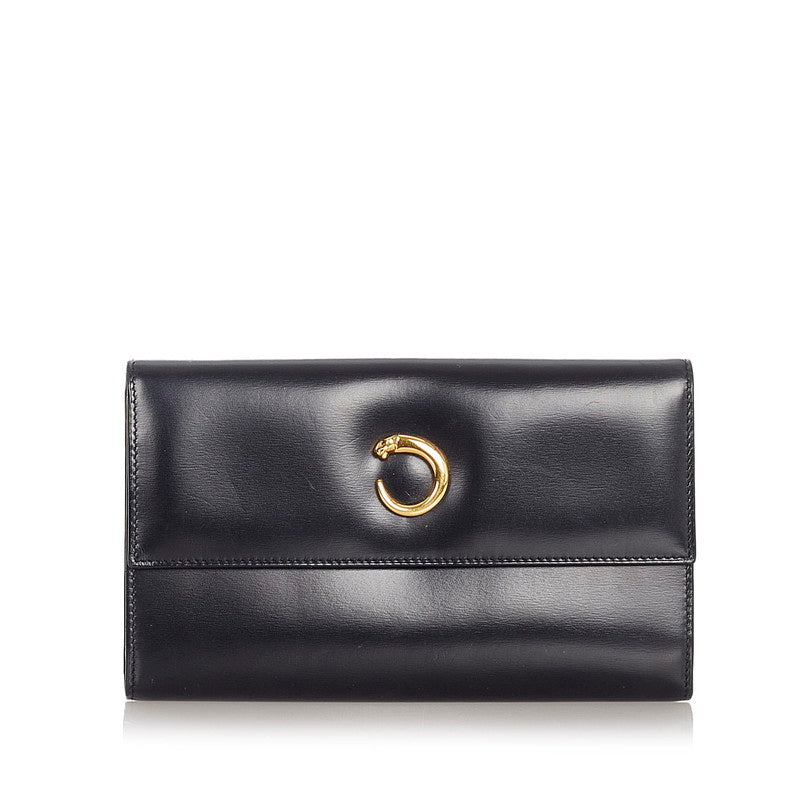 カルティエ パンテール パンサー ブラック ゴールド レザー 長財布 レディース CARTIER 【中古】
