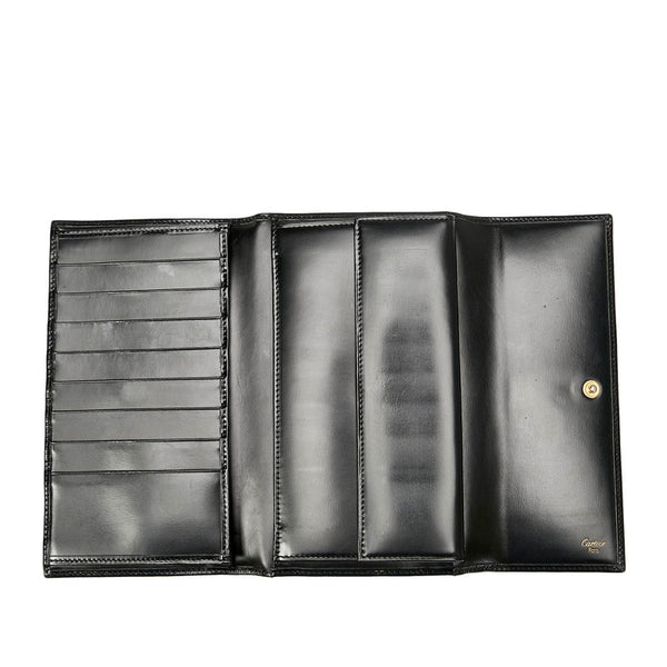 カルティエ パンテール パンサー ブラック ゴールド レザー 長財布 レディース CARTIER 【中古】