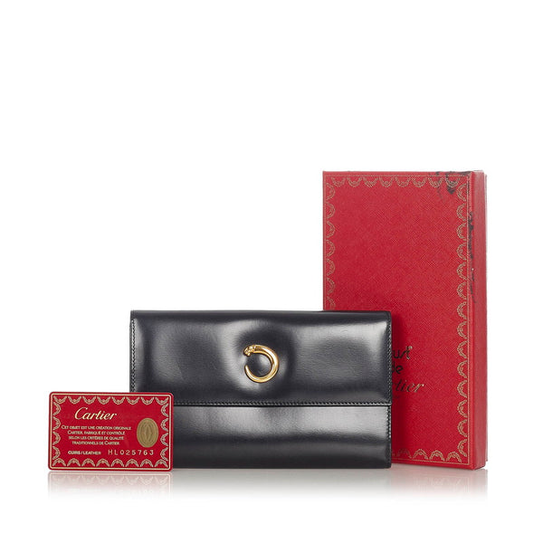 カルティエ パンテール パンサー ブラック ゴールド レザー 長財布 レディース CARTIER 【中古】