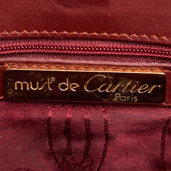 カルティエ マストライン ボルドー レザー 斜め掛け ショルダーバッグ レディース CARTIER 【中古】