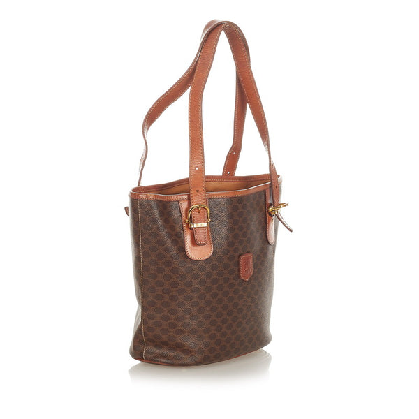 セリーヌ マカダム ブラウン PVC レザー ハンドバッグ レディース CELINE 【中古】