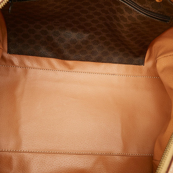 セリーヌ マカダム ダークブラウン PVC レザー ハンドバッグ ミニボストン レディース CELINE 【中古】