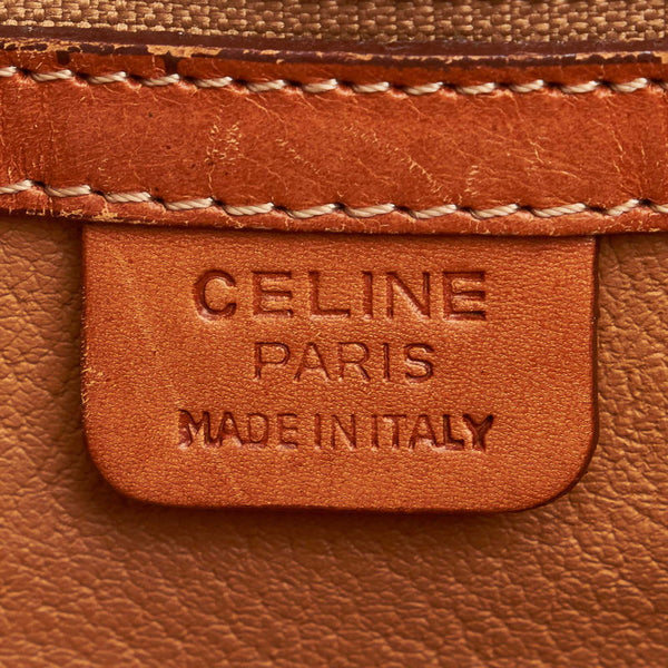 セリーヌ マカダム ヴィンテージ ベージュ ブラウン PVC レザー ハンドバッグ レディース CELINE 【中古】