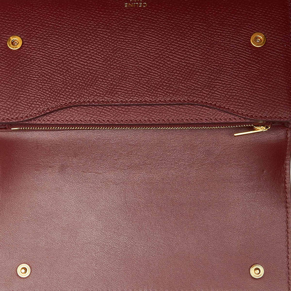 セリーヌ ラージ フラップウォレット  長財布 ボルドー ライトバーガンディ レザー レディース CELINE 【中古】
