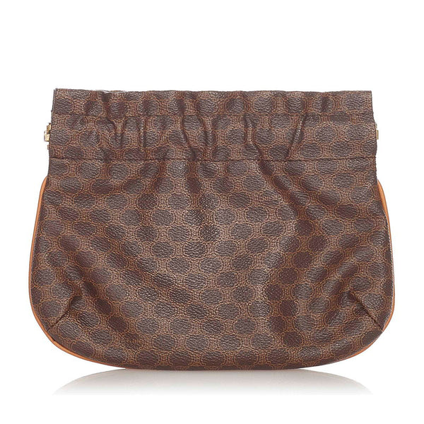 セリーヌ マカダム ブラウン PVC レザー ポーチ レディース CELINE 【中古】