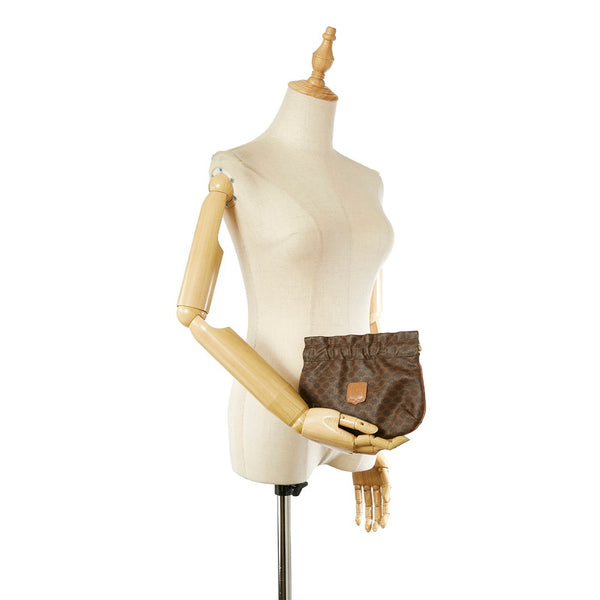 セリーヌ マカダム ブラウン PVC レザー ポーチ レディース CELINE 【中古】