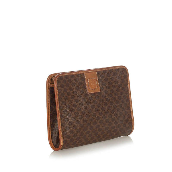 セリーヌ マカダム  セカンドバッグ ブラウン PVC レザー メンズ CELINE 【中古】