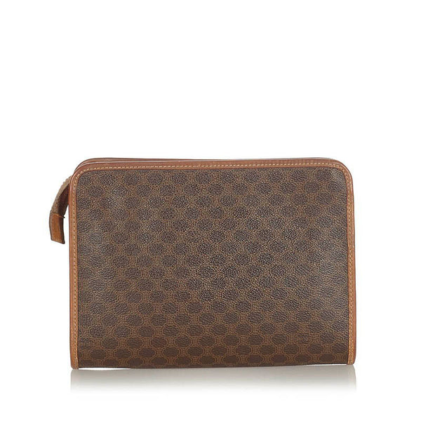 セリーヌ マカダム  セカンドバッグ ブラウン PVC レザー メンズ CELINE 【中古】
