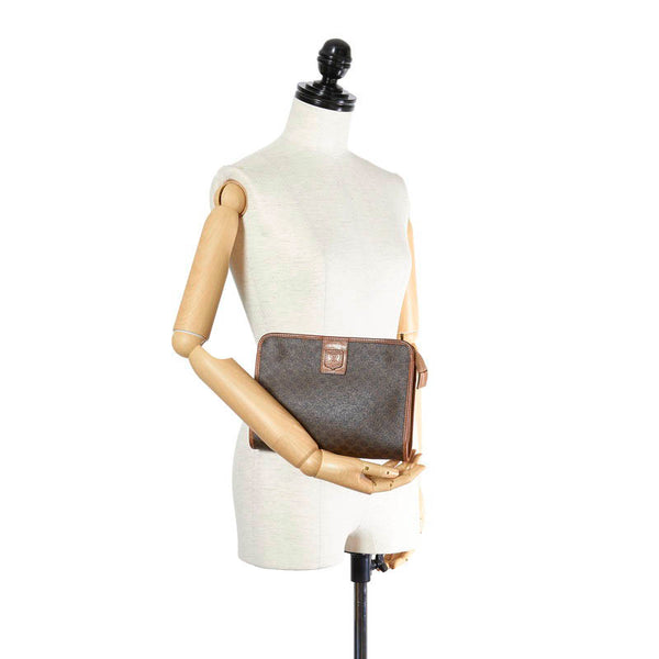 セリーヌ マカダム  セカンドバッグ ブラウン PVC レザー メンズ CELINE 【中古】
