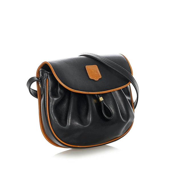 セリーヌ ブラック ベージュ レザー ショルダーバッグ レディース CELINE 【中古】