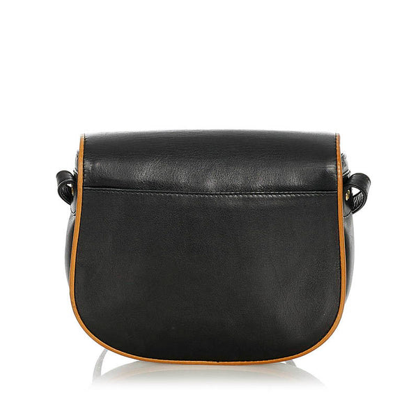 セリーヌ ブラック ベージュ レザー ショルダーバッグ レディース CELINE 【中古】