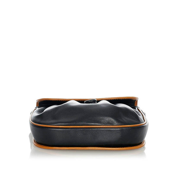 セリーヌ ブラック ベージュ レザー ショルダーバッグ レディース CELINE 【中古】