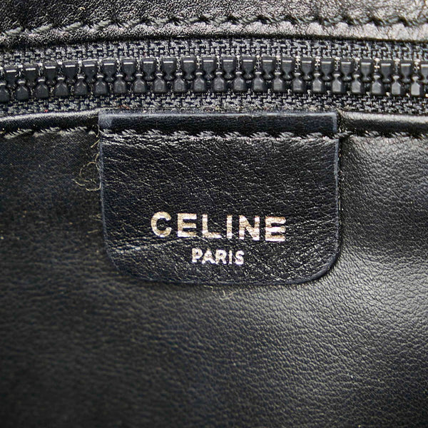 セリーヌ ブラック ベージュ レザー ショルダーバッグ レディース CELINE 【中古】