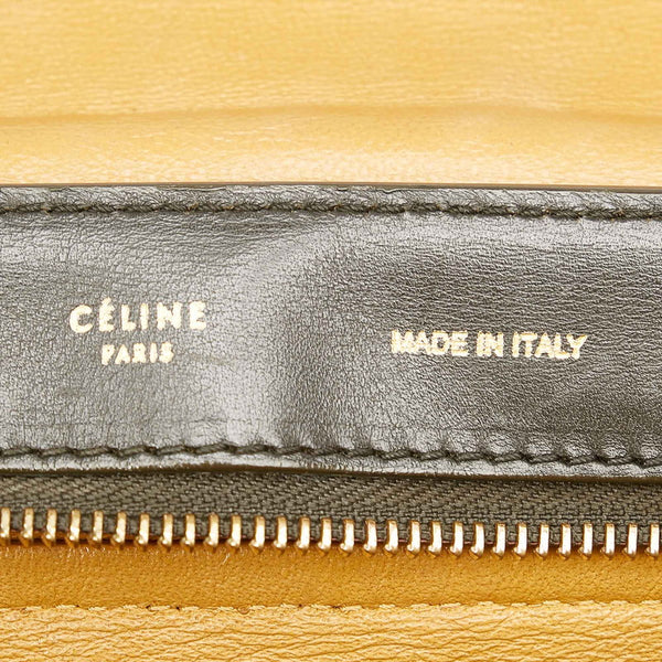 セリーヌ トラペーズ マスタード レザー スウェード ハンドバッグ ショルダーバッグ 2WAY レディース CELINE 【中古】