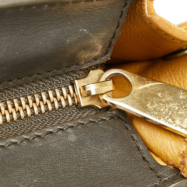 セリーヌ トラペーズ マスタード レザー スウェード ハンドバッグ ショルダーバッグ 2WAY レディース CELINE 【中古】