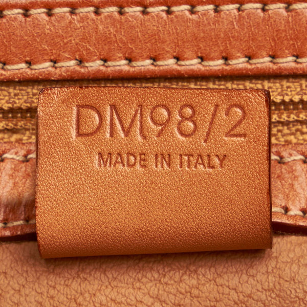 セリーヌ マカダム ダークブラウン PVC レザー トートバッグ レディース CELINE 【中古】