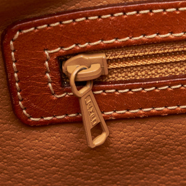 セリーヌ マカダム ダークブラウン PVC レザー トートバッグ レディース CELINE 【中古】