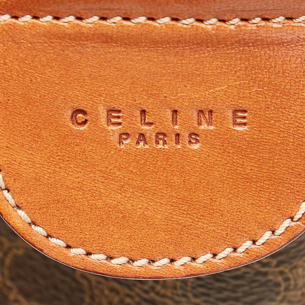 セリーヌ マカダム  ブラウン PVC レザー ボストンバッグ トラベルバッグ レディース CELINE 【中古】