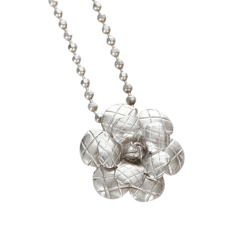 シャネル 98 A シルバー メタル フラワーモチーフ ネックレス レディース CHANEL 【中古】