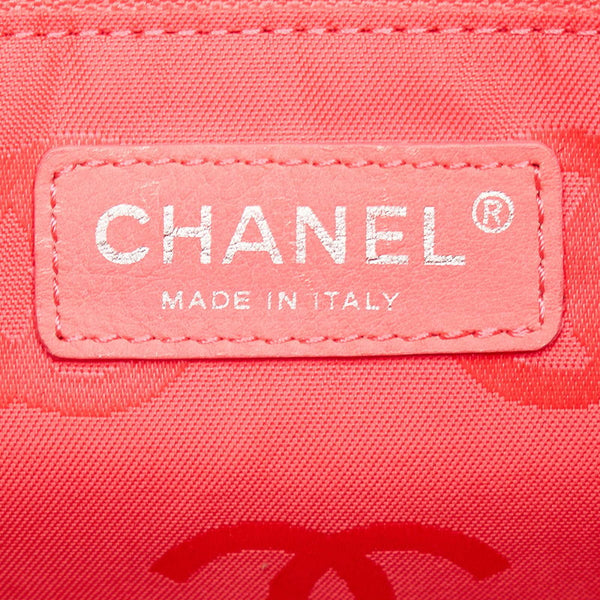 シャネル カンボン ブラック ホワイト レザー ハンドバッグ レディース CHANEL 【中古】