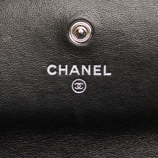 シャネル カメリア ブラック レザー 長財布 レディース CHANEL 【中古】