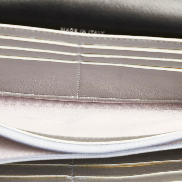 シャネル カメリア ブラック レザー 長財布 レディース CHANEL 【中古】