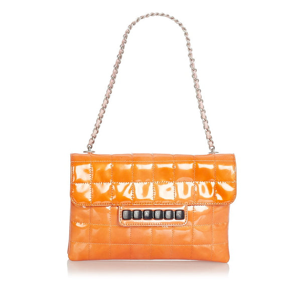 シャネル チョコバー ピアノ ショルダー A14556 オレンジ エナメル チェーン　ショルダーバッグ レディース CHANEL 【中古】