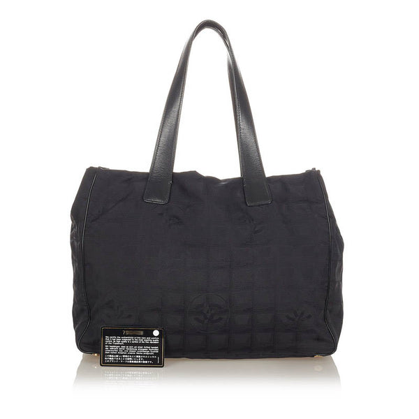 シャネル ニュートラベル ブラック ナイロン レザー トートバッグ レディース CHANEL 【中古】