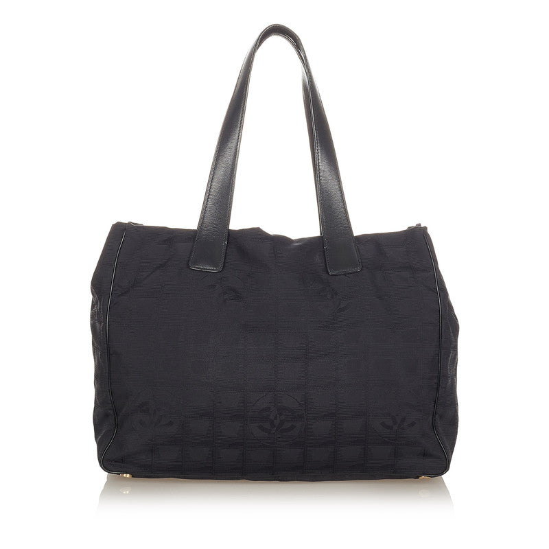 シャネル ニュートラベル ブラック ナイロン レザー トートバッグ レディース CHANEL 【中古】