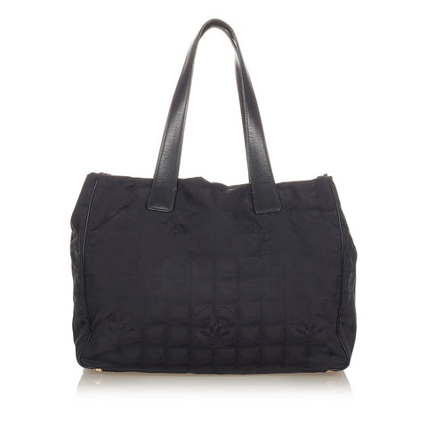 シャネル ニュートラベル ブラック ナイロン レザー トートバッグ レディース CHANEL 【中古】