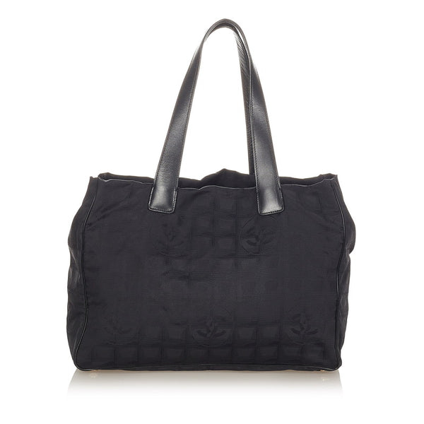 シャネル ニュートラベル ブラック ナイロン レザー トートバッグ レディース CHANEL 【中古】