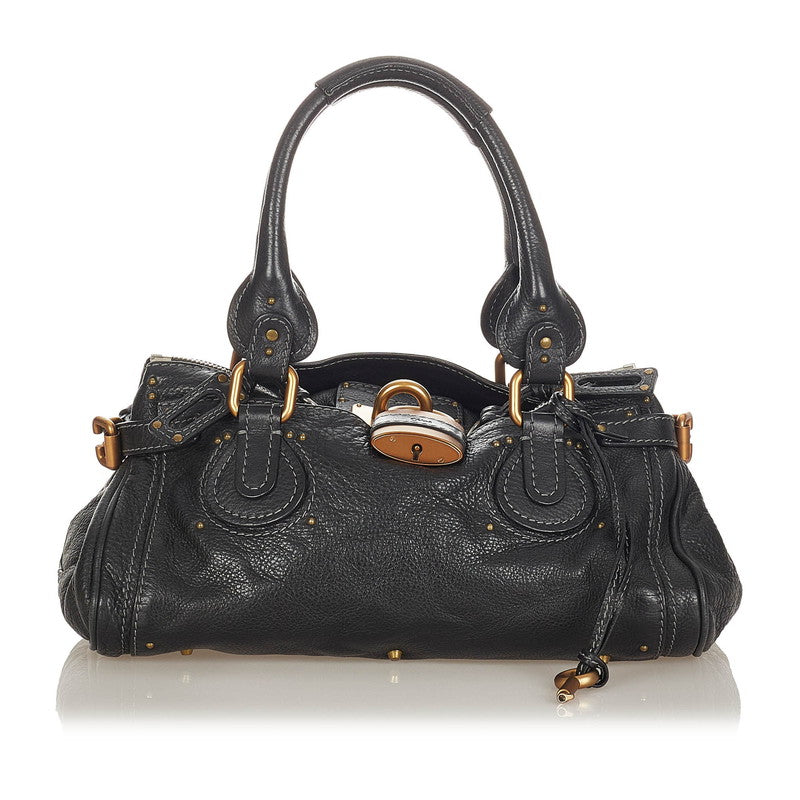 クロエ パディントン ブラック レザー ハンドバッグ レディース Chloe 【中古】