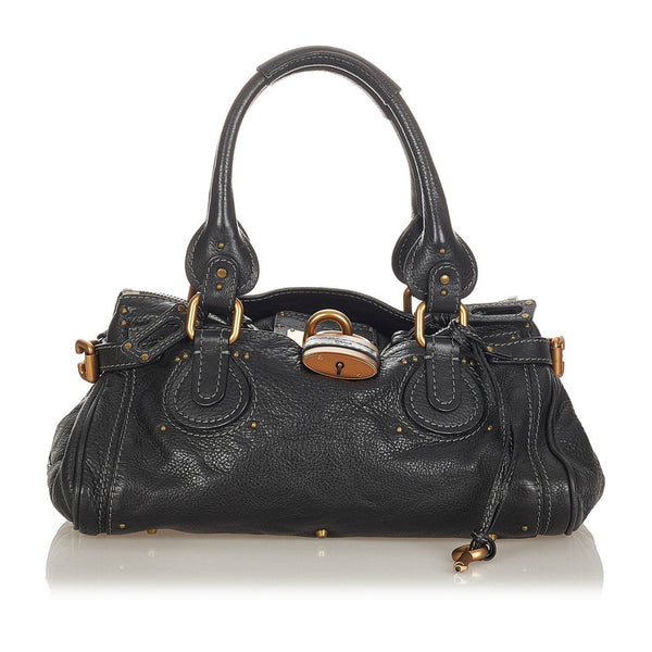 クロエ パディントン ブラック レザー ハンドバッグ レディース Chloe 【中古】